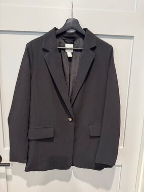 H&M Black Single-Button Notch Lapel Blazer